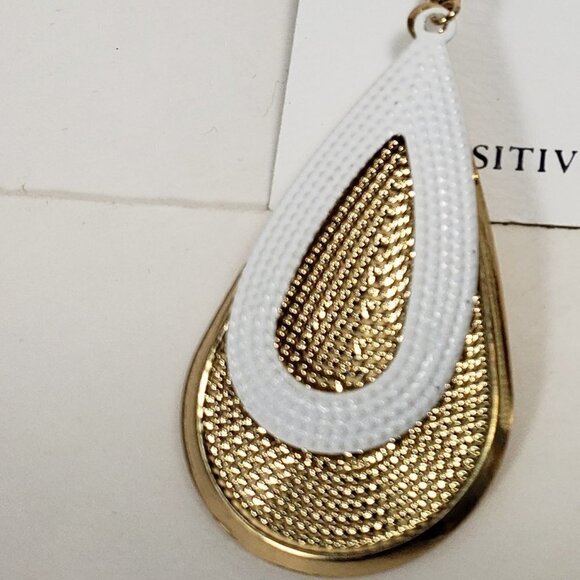 Croft & Barrow Gold tone & White Hoop 2.25" Drop Earrings | 2/$30 | Jewelry - Picture 6 of 9